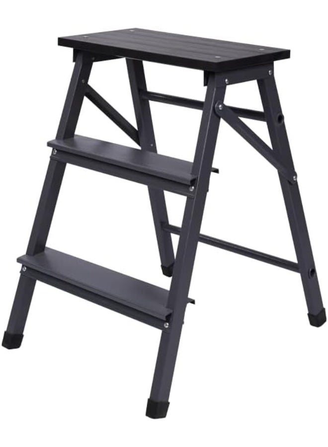 2-Step Kitchen Ladder – Small, Dark Grey, L-KT-2, Compact and Sturdy for Easy Reach - Image 3