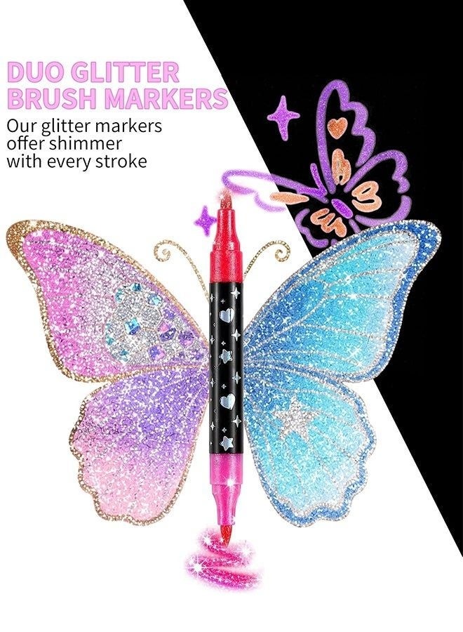 Glitter Art Markers, Double Side Color Pens,Shine Paint Pens for Kids Teens, Vibrant Smooth Ink Design,Easy Grip Drawing Function, Excellent Craft Supplies Category School Birthday Use - Image 5
