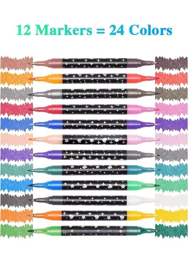 Glitter Art Markers, Double Side Color Pens,Shine Paint Pens for Kids Teens, Vibrant Smooth Ink Design,Easy Grip Drawing Function, Excellent Craft Supplies Category School Birthday Use - Image 2