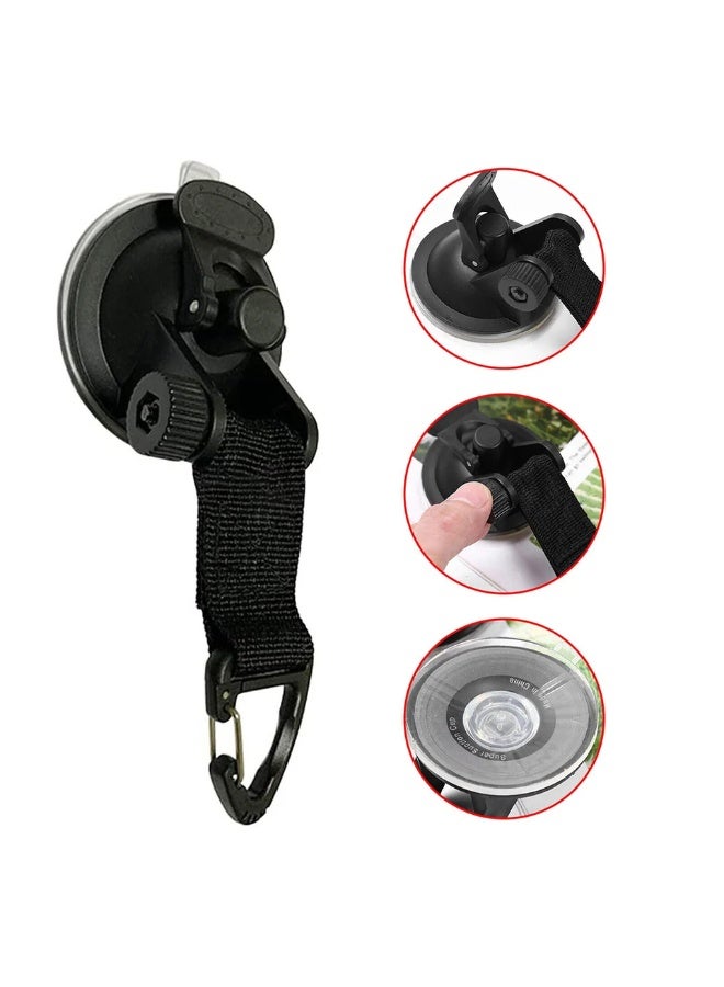 2 pieces of strong and heavy duty suction cup hooks for multiple uses during trips. You can use them to attach a car umbrella for camping or to attach a tent to the car body, whether the side or rear of the car to provide shade from the sun and rain. It is also used when traveling to attach luggage or tents to the car, and at home, it is used in the bathroom or kitchen to hang towels or kitchen utensils. The design is characterized by strong suction to endure and firmly attach to smooth and non-porous surfaces such as the car body, ceramics and glass. This tool is especially useful when camping and trips. Installation method: Clean the surface first and pull the top button down to place the safety lock to secure the hook with the possibility of rotating the hook, then hang what you want. It does not require effort or additional tools to install and does not leave damage to the surface of the place when removed, and you can re-insert it again and again. - Image 4