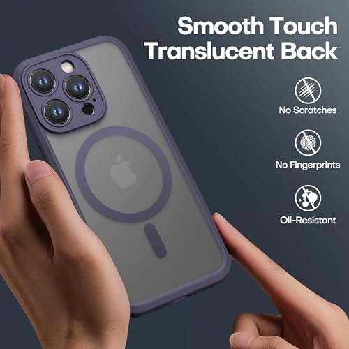 ImpactStrong Magnetic Guard Designed for iPhone 15 Pro Max Case [Camera Protection] [Military Grade Drop Tested] [Compatible with MagSafe] Slim Translucent Matte Phone Case (6.7") - Deep Purple - Image 3