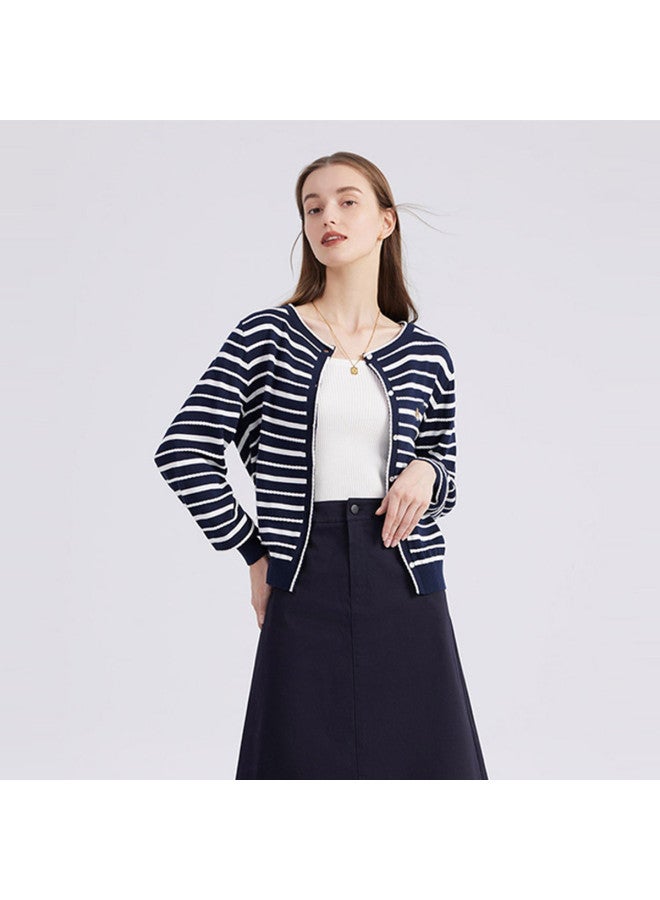 Hush Puppies Casual Striped Cardigan Long Sleeve Women's Knitwear For Spring And Autumn - Image 5