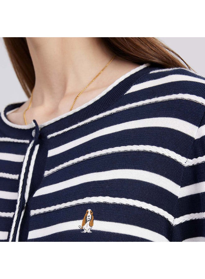 Hush Puppies Casual Striped Cardigan Long Sleeve Women's Knitwear For Spring And Autumn - Image 4