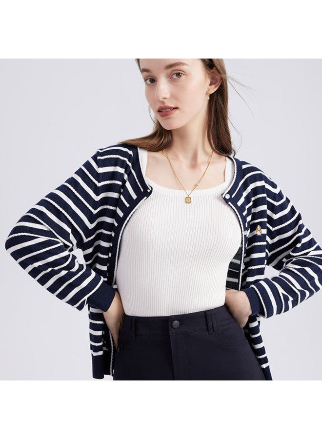 Hush Puppies Casual Striped Cardigan Long Sleeve Women's Knitwear For Spring And Autumn - Image 3