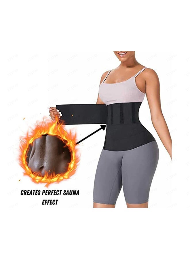Bincoo Adjustable Waist Trainer for Women, Slimming Belt  with Tummy Sauna Bandage Wrap, With Waist Trimmer Belt Belly Body Shaper Compression Wrap, Plus Size Corset Waist Trainer for Belly Fat Slimming Gym Workout, Black - Image 2