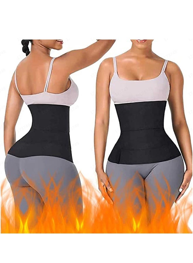 Bincoo Adjustable Waist Trainer for Women, Slimming Belt  with Tummy Sauna Bandage Wrap, With Waist Trimmer Belt Belly Body Shaper Compression Wrap, Plus Size Corset Waist Trainer for Belly Fat Slimming Gym Workout, Black - Image 3