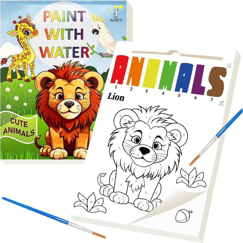 ALNETI Paint with Water Books for Toddlers Watercolor Painting Book Children Arts and Crafts for Kids 3 5 4 Year Old Toddler Activities Ages 48 Art Craft Kits Water Coloring Book Animals - Image 2