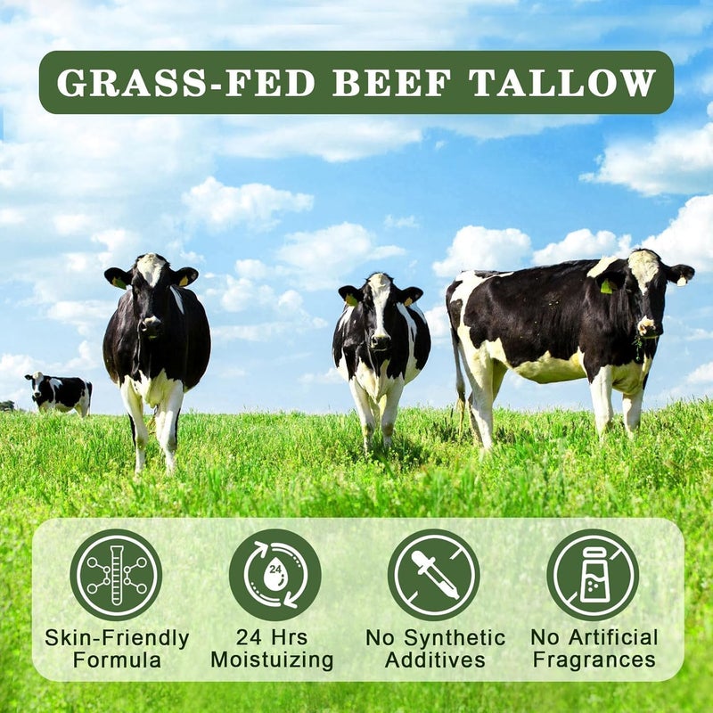 WEILNELL Beef Tallow and Honey Balm for Skin - All-Natural Moisturizer Hydrates and Nourishes the Skin, Grass-Fed Beef Tallow & Honey Balm Blend, Deeply Moisturizing for Face & Body Natural Skin Care - Image 3