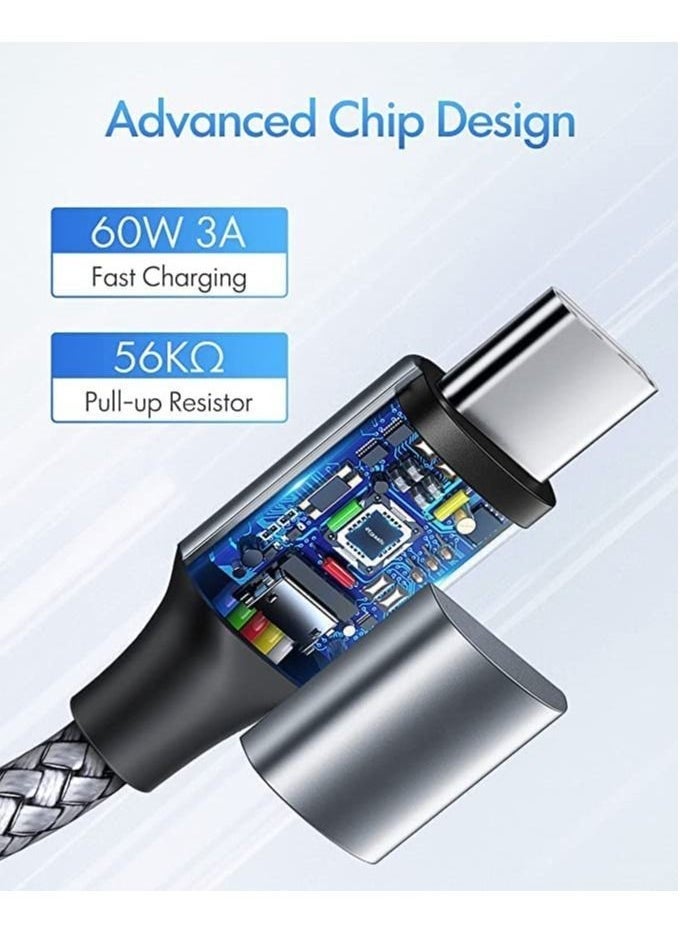 USB Type C Fast Charging Cable 2M 3A Fast Power Data Deliver Premium Nylon Compatible With Samsung Galaxy S21 S10 S9 S8 S20 Plus A3 A5 Note 20 10 Huawei P30 P20 Lite Mate 20 Pro  - Image 3