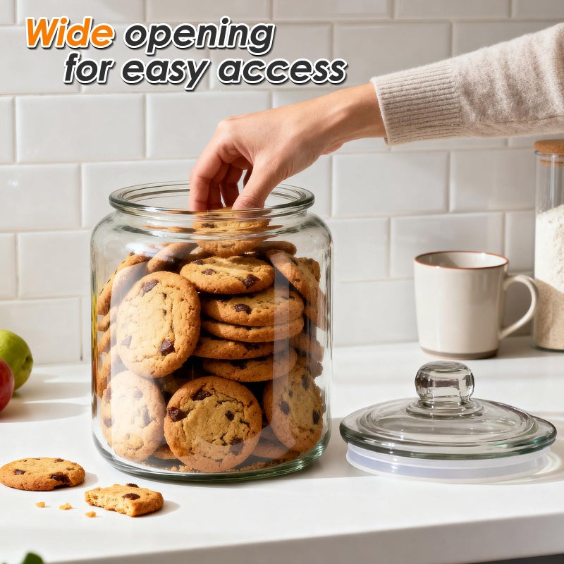 Masthome Large Glass Jar,1 Gallon Glass Jar with Lid, Airtight,Dishwasher Safe,Wide Mouth Storage Canister for Pasta,Flour,Nuts,Cookies,& More - Image 2