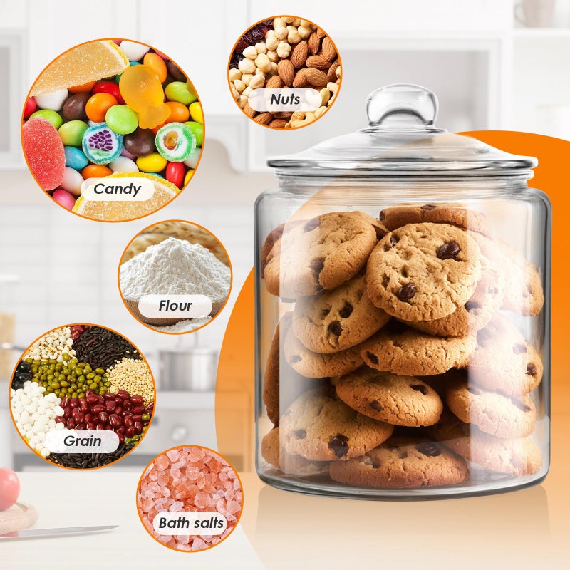 Masthome Large Glass Jar,1 Gallon Glass Jar with Lid, Airtight,Dishwasher Safe,Wide Mouth Storage Canister for Pasta,Flour,Nuts,Cookies,& More - Image 4