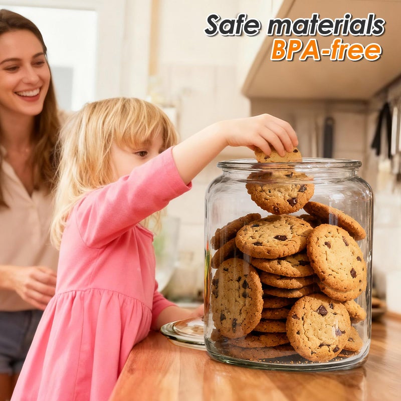 Masthome Large Glass Jar,1 Gallon Glass Jar with Lid, Airtight,Dishwasher Safe,Wide Mouth Storage Canister for Pasta,Flour,Nuts,Cookies,& More - Image 5