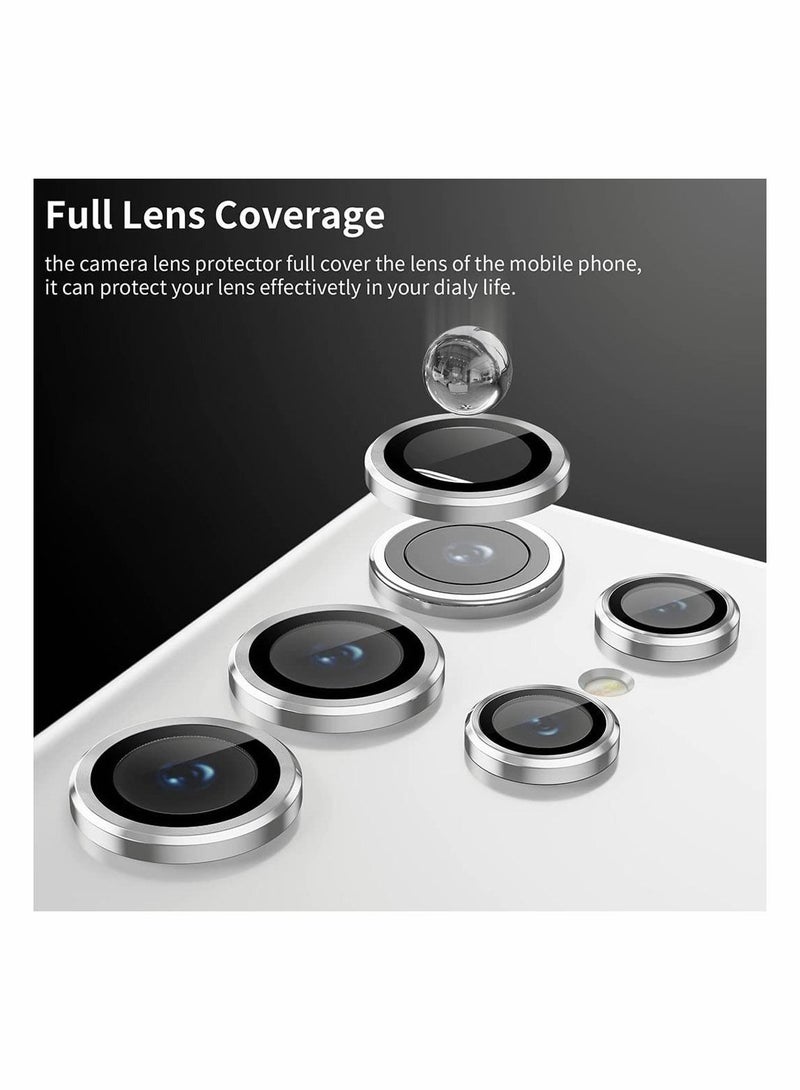 Y&D 5PCS for Galaxy S22 Ultra 5G Camera Lens Protector Tempered Glass Cover Screen Scratch Resistant Ultrathin Metal Individual Ring Sliver  - Image 2