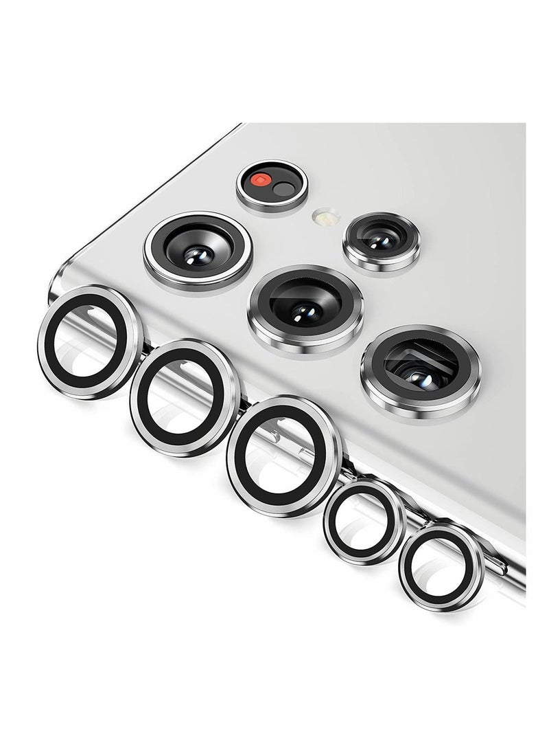 Y&D 5PCS for Galaxy S22 Ultra 5G Camera Lens Protector Tempered Glass Cover Screen Scratch Resistant Ultrathin Metal Individual Ring Sliver  - Image 1