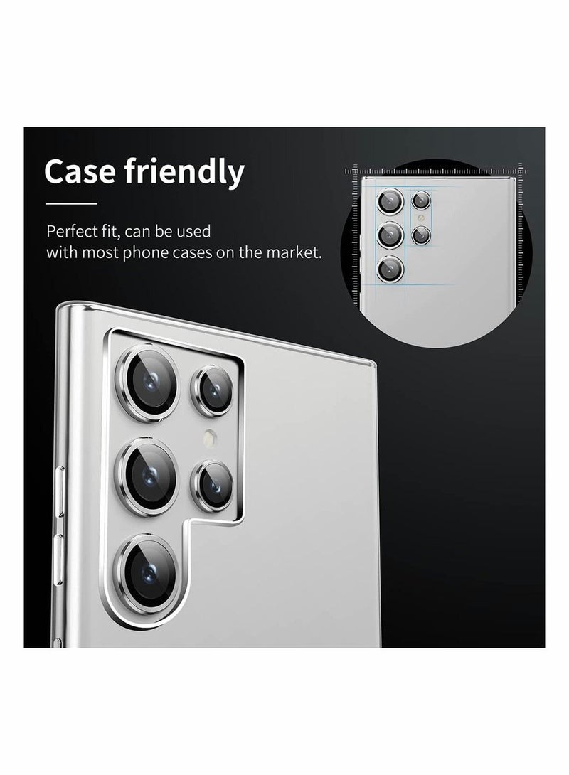 Y&D 5PCS for Galaxy S22 Ultra 5G Camera Lens Protector Tempered Glass Cover Screen Scratch Resistant Ultrathin Metal Individual Ring Sliver  - Image 3