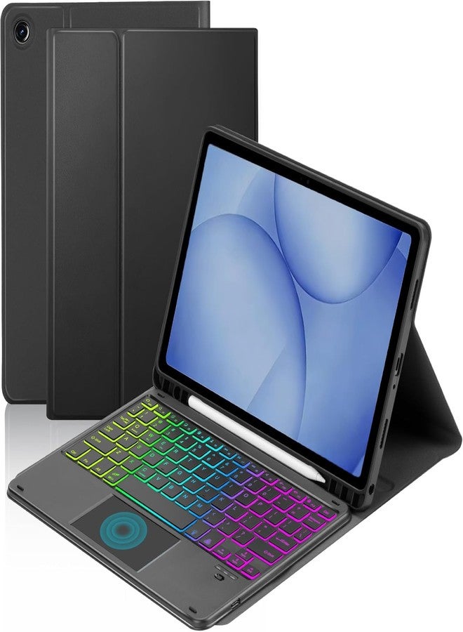 MePadKey Touchpad Keyboard Case for Samsung Galaxy Tab A11 Plus/A9 Plus 2025/2023 11 inch, 7-Color Backlight Type-C Charging Keyboard with Pencil Holder Cover Fit Tablet A11+/A9+ (Black) - Image 1