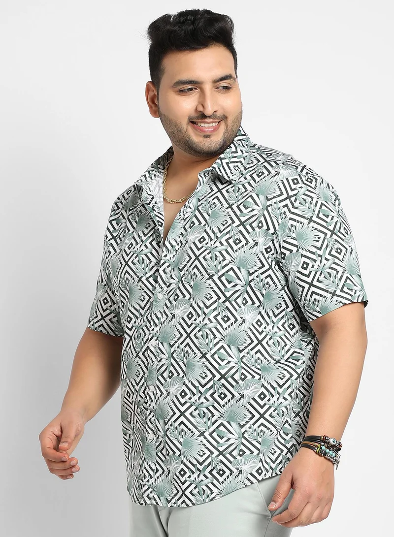 Instafab Plus Instafab Plus Geometric Foliage Shirt