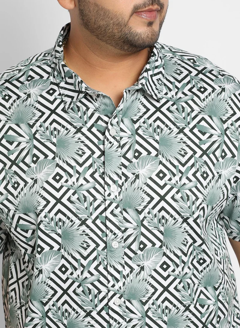 Instafab Plus Instafab Plus Geometric Foliage Shirt