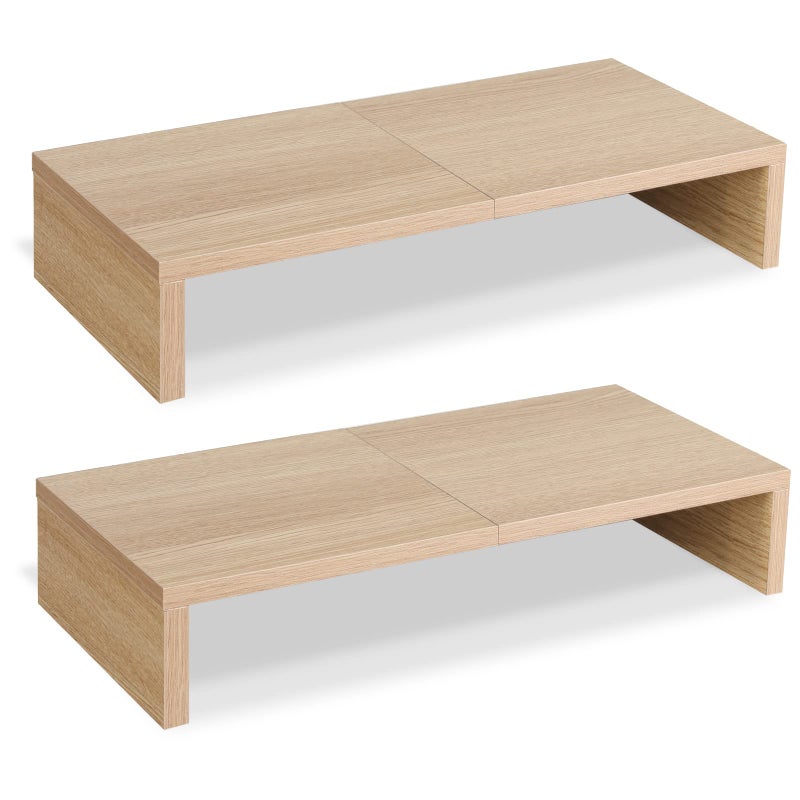 TEAMIX 2 Pack Monitor Stand Riser-20 inch, Wooden Desktop Riser for TV/PC/Laptop/Printer, Cozy Monitor Riser with Storage, Computer Stand Space-Saving - Image 1