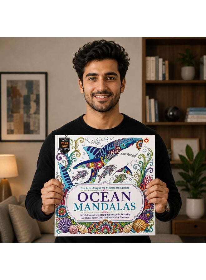 Ocean Mandalas: Adult Coloring Book with Tear-Out Sheets for Relaxation & Stress Relief, Featuring Dolphins, Turtles, Sharks & Marine Life - Image 2