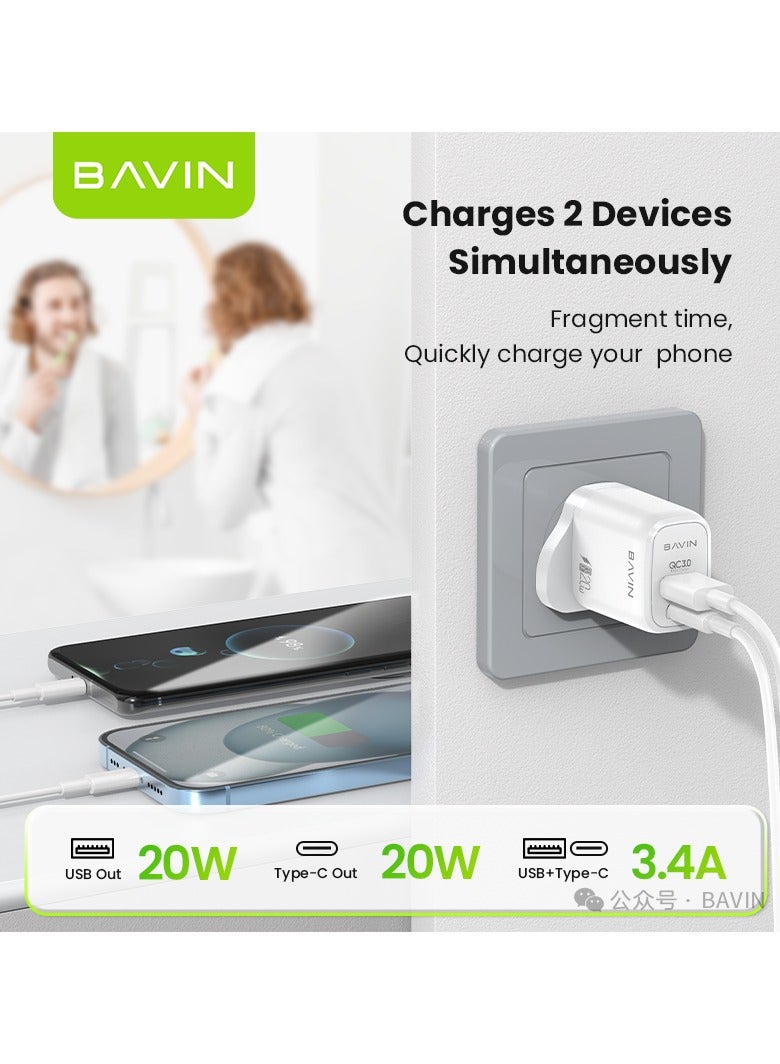 Bavin Usb Port Qc3.0 Type-C Port Pd-20W Home Charger Fast Charging PC987E - Image 4