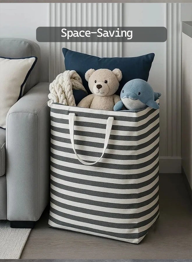 Laundry Baskets Collapsible Laundry Hamper, Large Laundry Baskets Freestanding Waterproof Clothes Hamper with Easy Carry Handles, Dirty Clothes Hamper Laundry Baskets for Bedroom, Bathroom, Dorm, Toys Storage，(Stripes, 1 × 75L) - Image 3