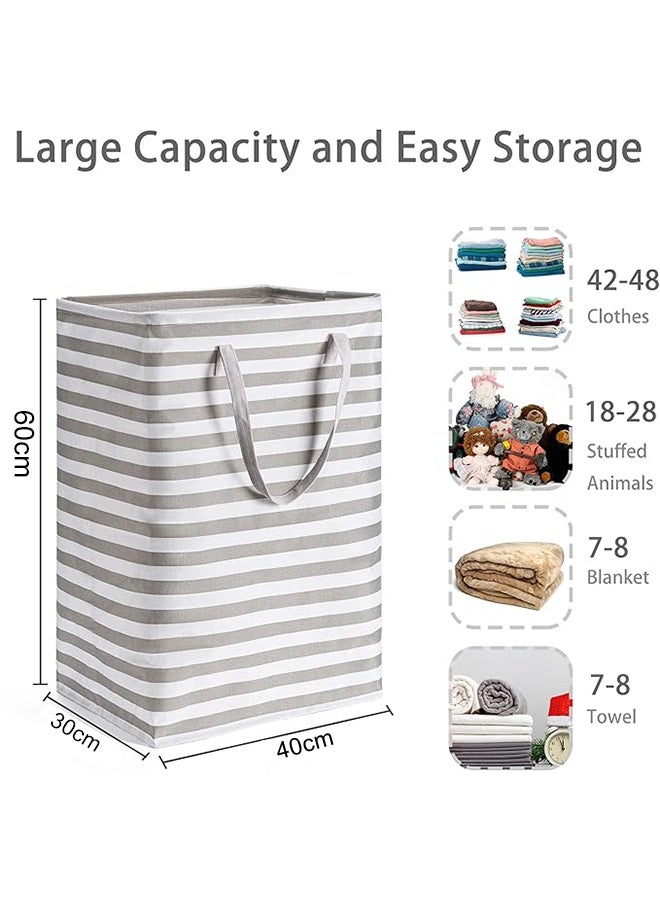 Laundry Baskets Collapsible Laundry Hamper, Large Laundry Baskets Freestanding Waterproof Clothes Hamper with Easy Carry Handles, Dirty Clothes Hamper Laundry Baskets for Bedroom, Bathroom, Dorm, Toys Storage，(Stripes, 1 × 75L) - Image 2
