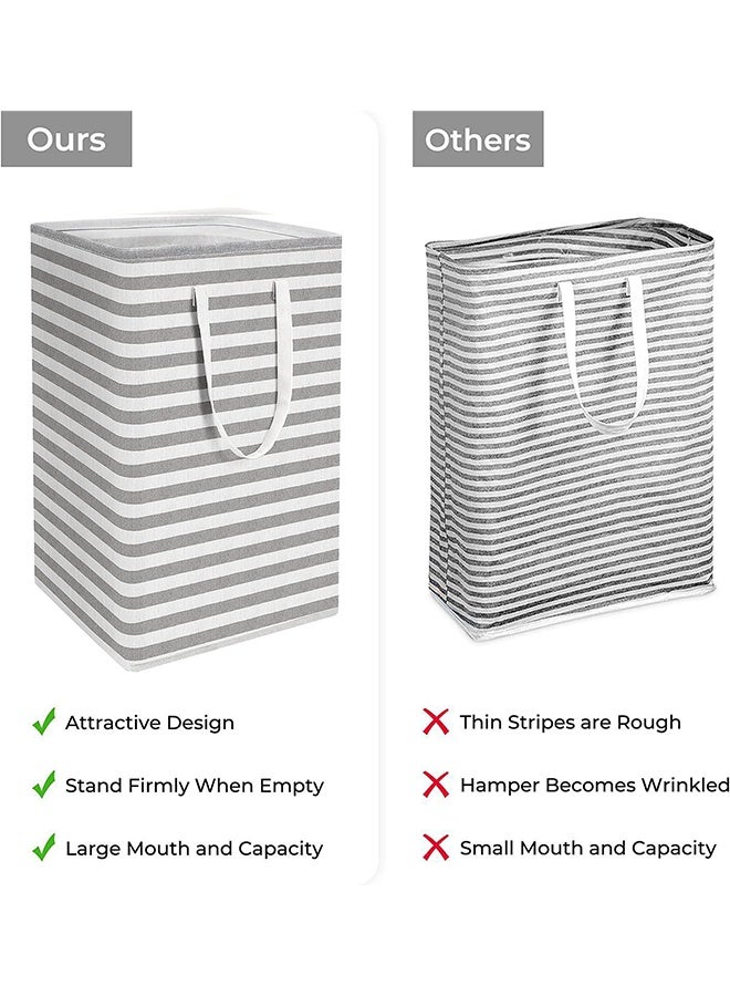 Laundry Baskets Collapsible Laundry Hamper, Large Laundry Baskets Freestanding Waterproof Clothes Hamper with Easy Carry Handles, Dirty Clothes Hamper Laundry Baskets for Bedroom, Bathroom, Dorm, Toys Storage，(Stripes, 1 × 75L) - Image 5