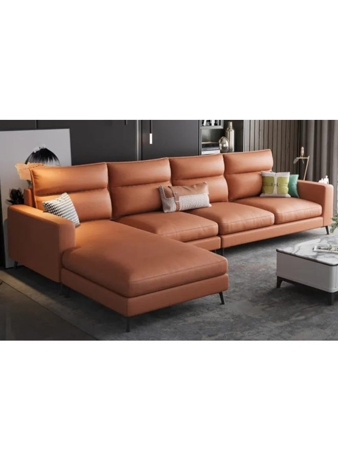 Modern L-Shaped Sectional Sofa in Orange - Image 1