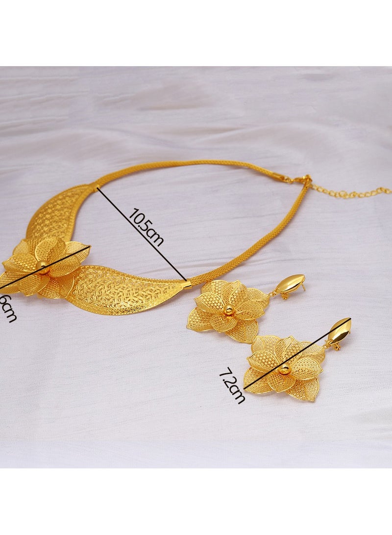 JOOLI Women Jewelry Set Necklace Earrings Gold Accessories Fashion Style Wealthy 2 Pieces Wedding Jewellery - Image 3