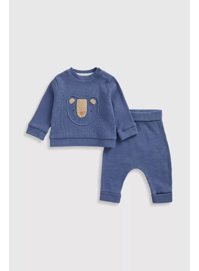 mothercare Bear Waffle Jogger and Sweat Top Set
