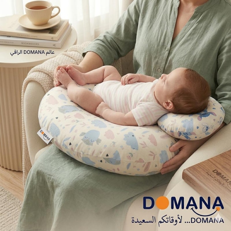 DOMANA Nursing Pillow with Baby Bolster - Puffy Breastfeeding Pillow for Baby Support Pregnancy Multifunctional with Storage Bag Removable Washable 100% Cotton Cover - Image 3