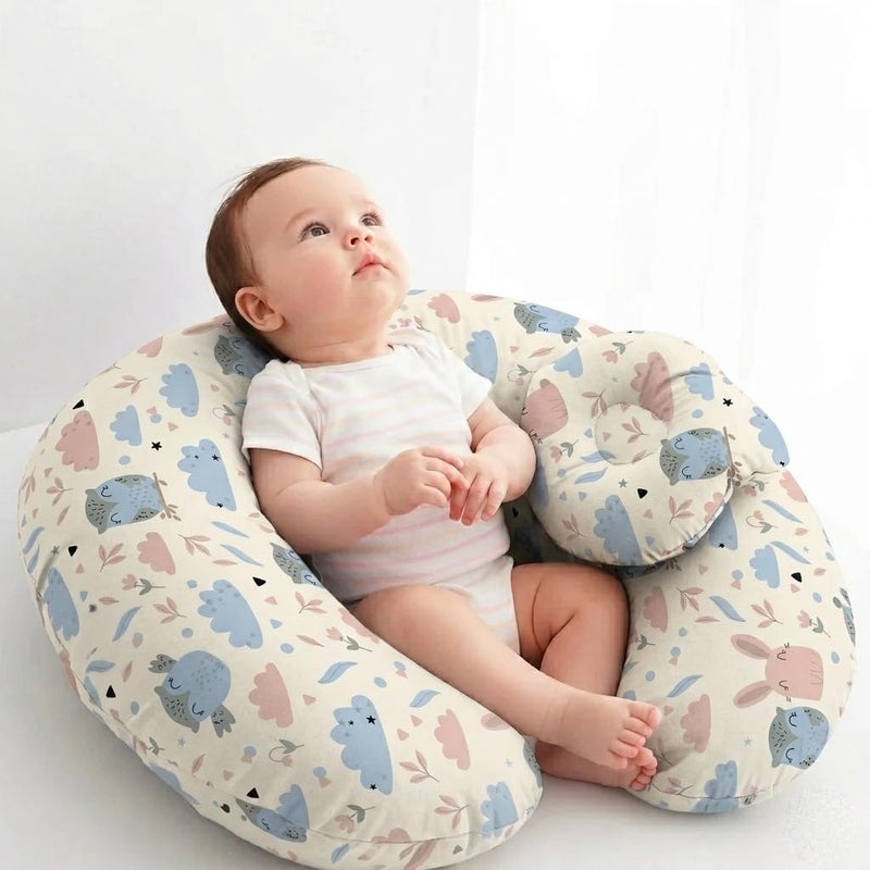 DOMANA Nursing Pillow with Baby Bolster - Puffy Breastfeeding Pillow for Baby Support Pregnancy Multifunctional with Storage Bag Removable Washable 100% Cotton Cover - Image 1
