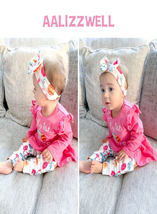 Aalizzwell ملابس عيد الفصح للبنات من عمر 6 إلى 12 شهرًا من Aalizzwell، طقم ملابس عيد الفصح الأول للفتيات الصغيرات، طقم ملابس تونيك أرنب وردي - Image 2