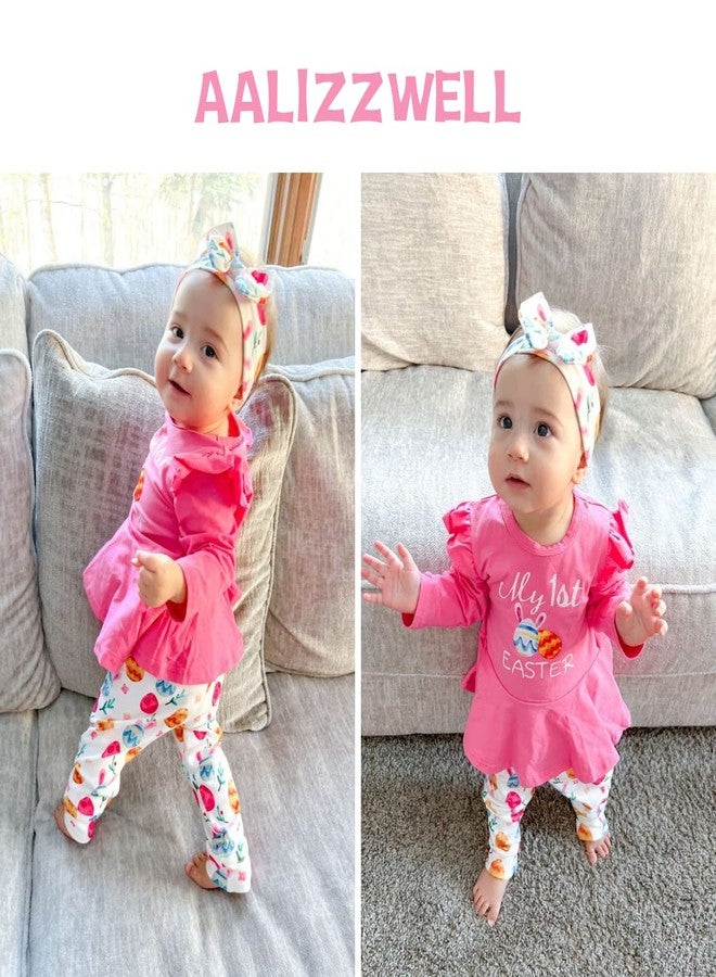 Aalizzwell ملابس عيد الفصح للبنات من عمر 6 إلى 12 شهرًا من Aalizzwell، طقم ملابس عيد الفصح الأول للفتيات الصغيرات، طقم ملابس تونيك أرنب وردي - Image 3