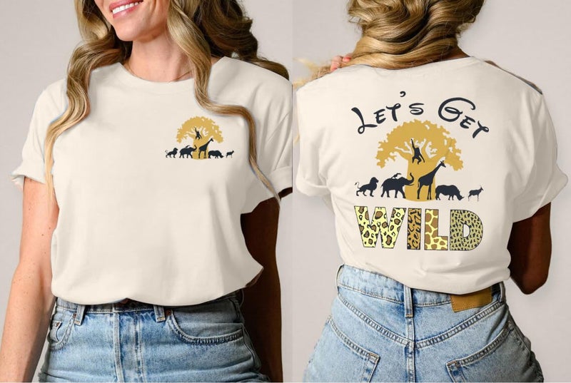 JinTing Lets Get Wild Shirts Women Animal Kingdom Shirt Family Safari Trip Tshirts Cute Zoo World Short Sleeve Tee Apricot - Image 2