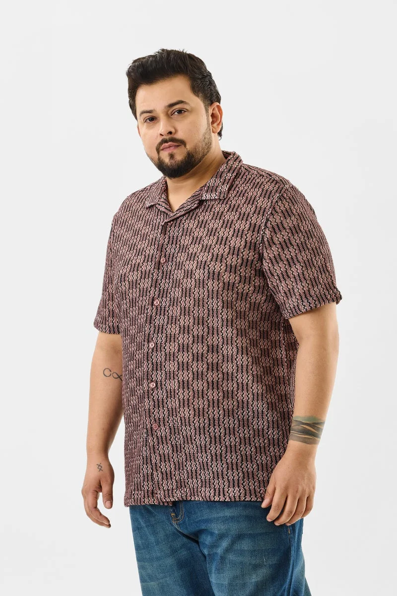 SNITCH Regular Fit Self Design Plus Size Shirt