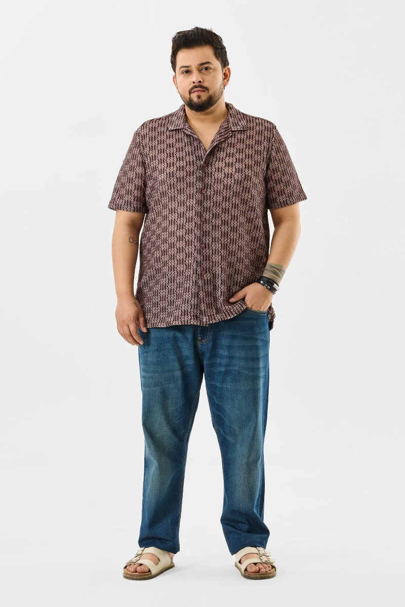 SNITCH Regular Fit Self Design Plus Size Shirt