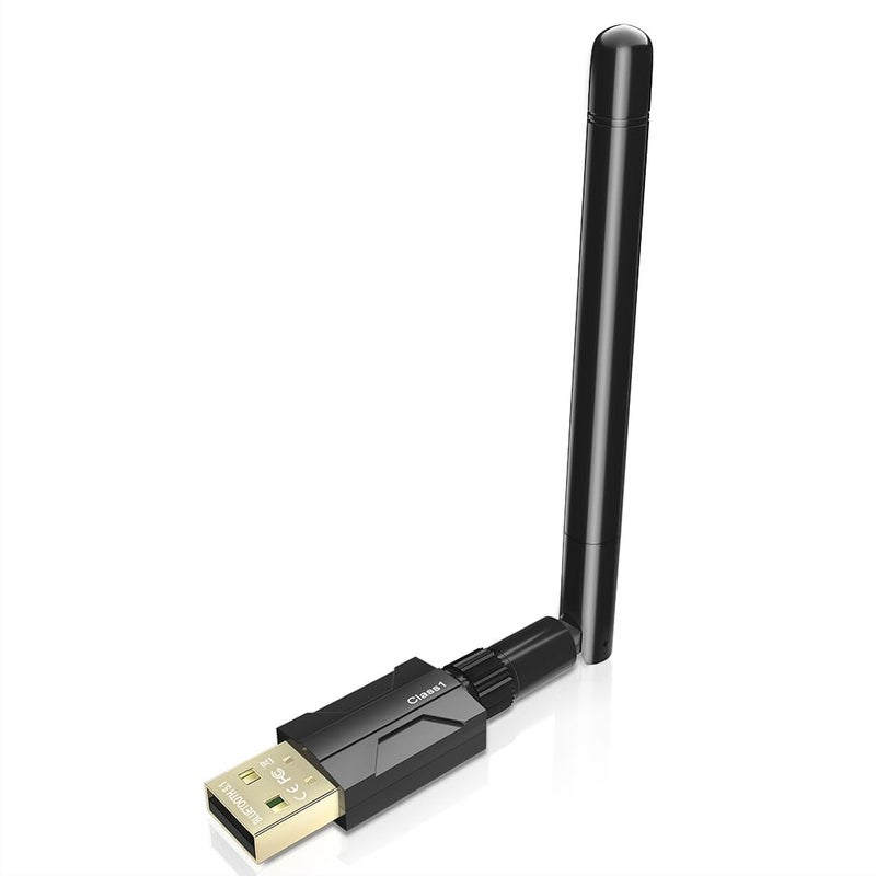 TECHKEY USB Bluetooth 5.1 Adapter for Desktop PC: Long Range 300FT Wireless Dongle with 5dBi Antenna Plug & Play for Laptop Windows 11/10/8.1, Pair BT Headphones/Headset/Speaker/Mouse/Keyboard/Printer - Image 1