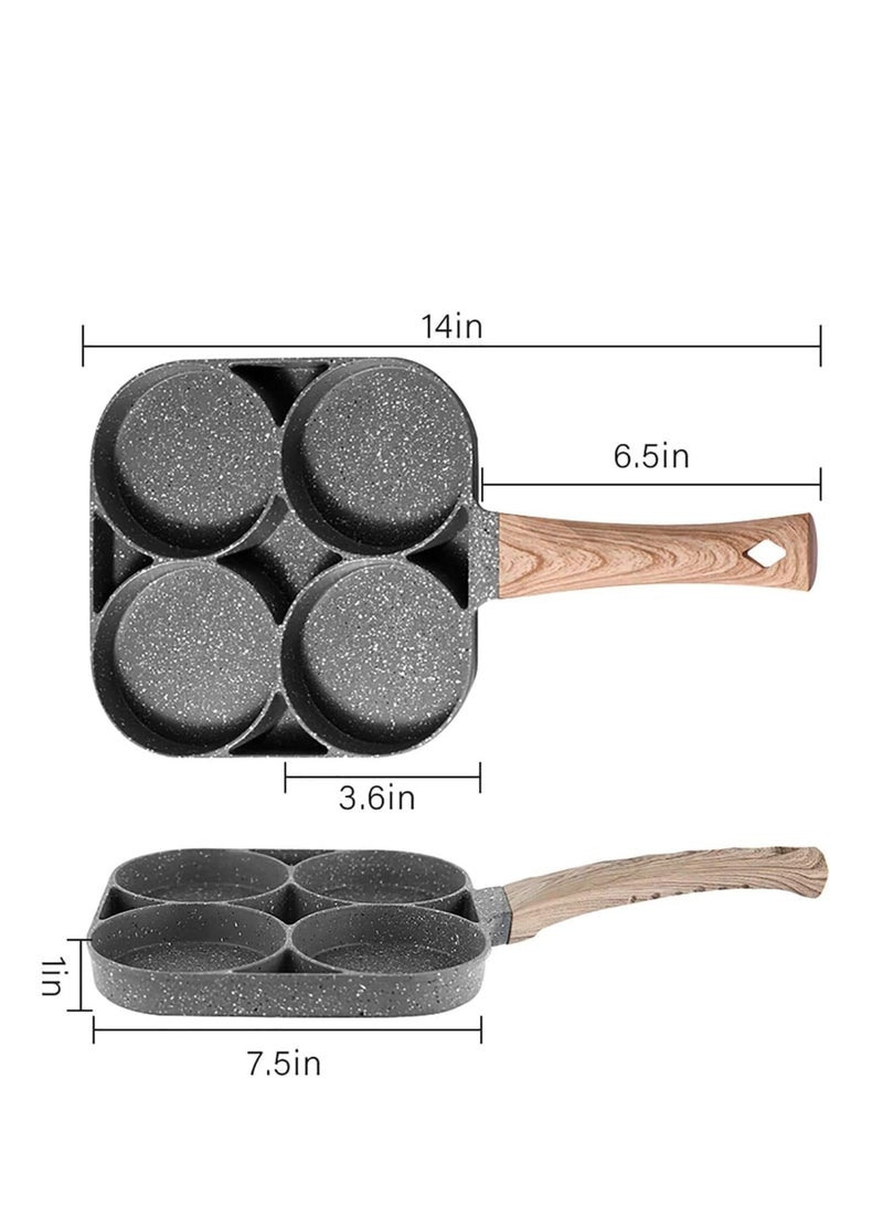 ELTRAZONE Non-Stick Frying Pan with 4 Hole Pancake Pan Fried Egg Burger Pan - Image 2