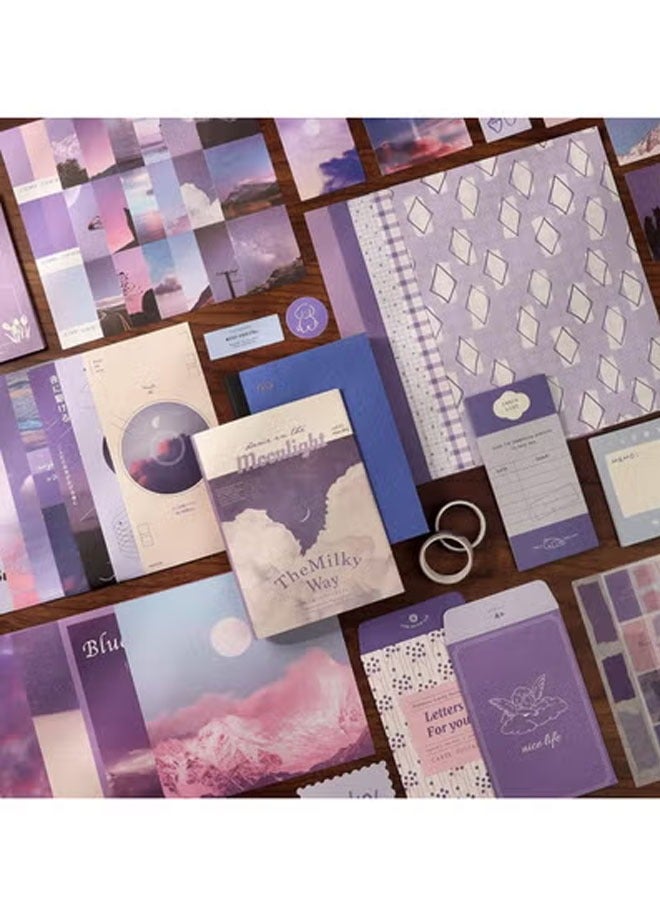 Bukela Hand Journal Gift Box Set for Art Journal, Junk Journal, Sunset Vintage Journal Supplies, Aesthetic Scrapbook Sticker Craft Kit with A6 Grid Notebook DIY Scrapbook Gift for Girls (155 Pieces) - Image 3