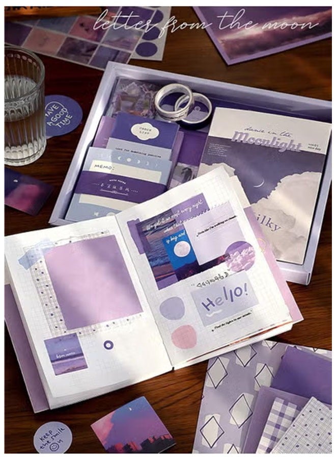 Bukela Hand Journal Gift Box Set for Art Journal, Junk Journal, Sunset Vintage Journal Supplies, Aesthetic Scrapbook Sticker Craft Kit with A6 Grid Notebook DIY Scrapbook Gift for Girls (155 Pieces) - Image 5