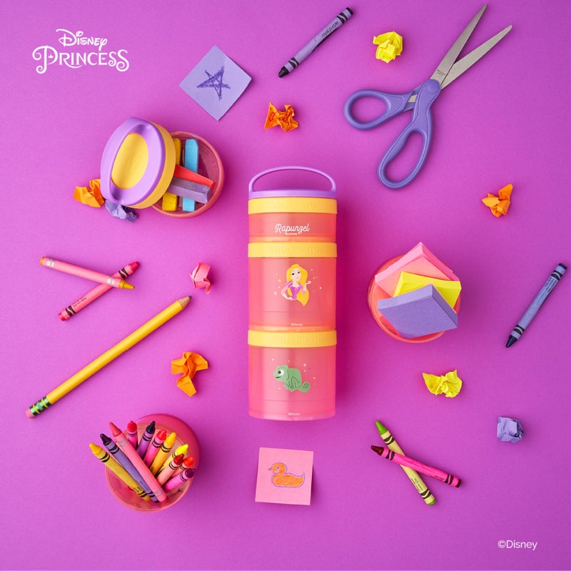 Whiskware (Rapunzel) DiSNEY PRINCESS Whiskware Stackable Snack Pack - 3 Jar + Handle - White/Pink/Purple - Image 5