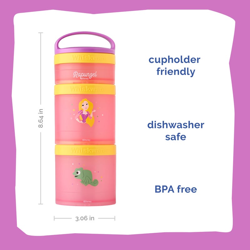 Whiskware (Rapunzel) DiSNEY PRINCESS Whiskware Stackable Snack Pack - 3 Jar + Handle - White/Pink/Purple - Image 1