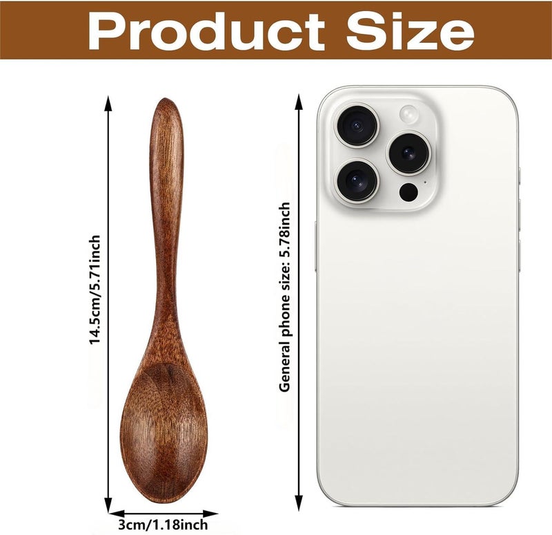 CKKAPTURE 7 Pcs Small Wooden Spoons of 5.71 Inch - Honey Spoon for Tea, Eating Spoons & Mini Serving for Coffee, Tea Jar, Condiment - Image 2