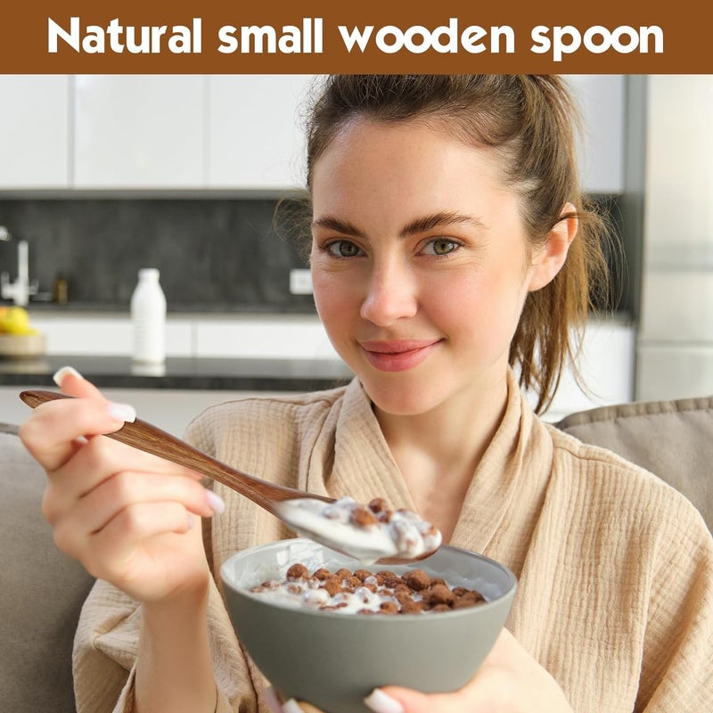 CKKAPTURE 7 Pcs Small Wooden Spoons of 5.71 Inch - Honey Spoon for Tea, Eating Spoons & Mini Serving for Coffee, Tea Jar, Condiment - Image 5