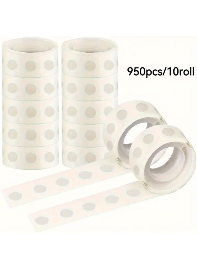 10 Rolls Round Dot Tape 950 Pcs Removable Double Sided No Residue Stickers - Image 1
