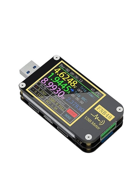 USB Voltage Meter Tester, FNB48 PD Trigger Voltmeter, USB 3.0 Voltage and Current Tester DC 4-24V 6.5A USB C Multimeter PPS Fast Charging Protocol Capacity Tester QC2.0 3.0