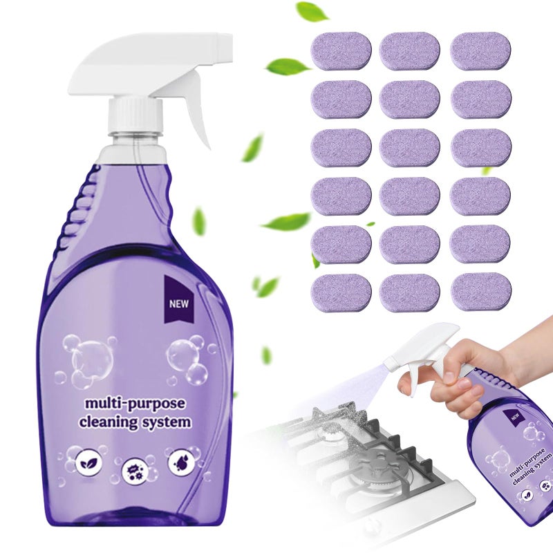 Iiglitch All-In-One Multi Purpose Cleaning System for Ovens, All-Purpose Cleaning Spray with Cleaning Tablets, Multi-Surface Cleaner for Home Instant Stain Removal (1 Bottle+18 Pcs) - Image 1