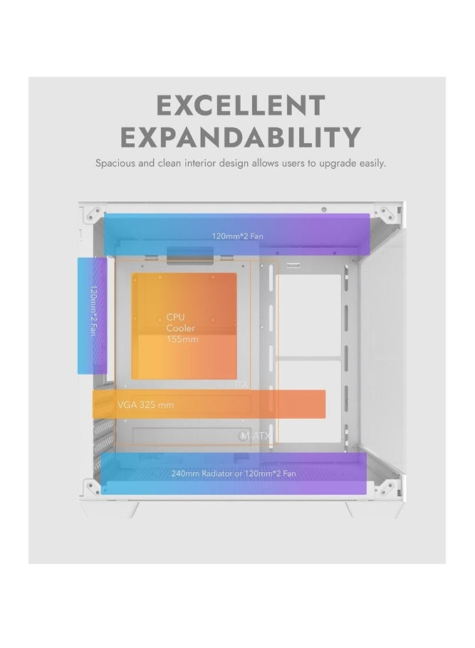DarkFlash Aigo Darkflash D275M M-ATX Gaming PC Case with 3 Pre-Installed ARGB Fans, 270 Degree Panoramic View Design, Supports up to 240MM Radiator, USB 3.0, 5 Expansion Slots Gaming Case - Image 5